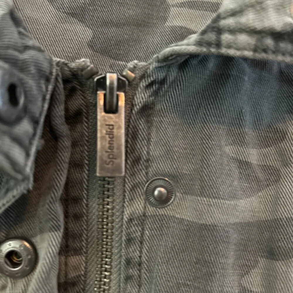 Splendid Cropped Vintage Women's Zip Up Camo Jacket Size Small Linen - Picture 4 of 4